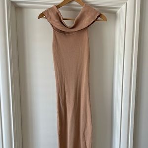 Majorelle Tan Off-the-shoulder Dress